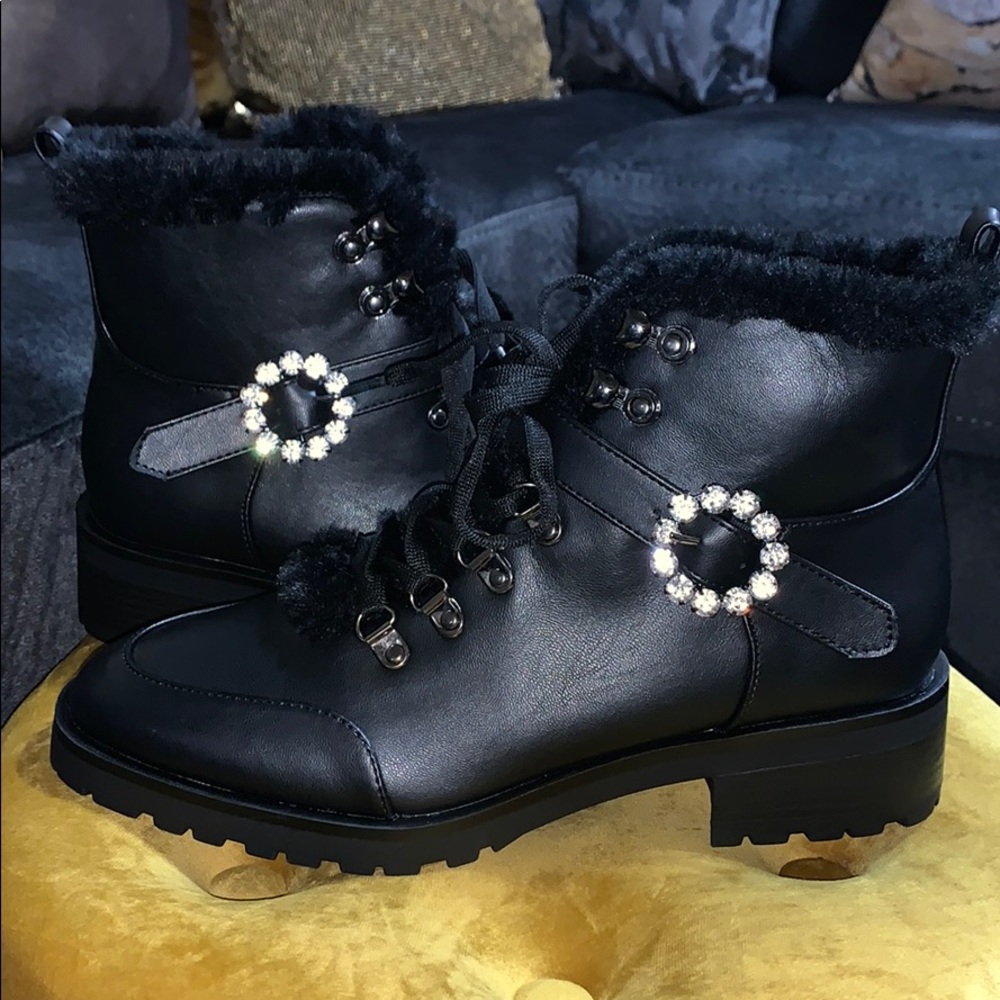 NANETTE LEPORE “Irina” LaceUp Buckle Hiker Bootie